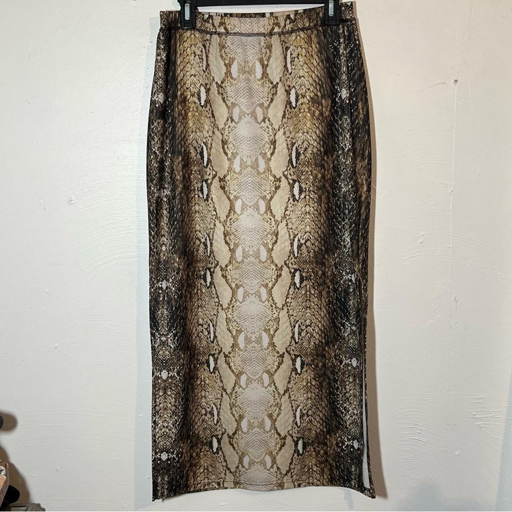 Christina V Snake Print Maxi Skirt With Side Slits